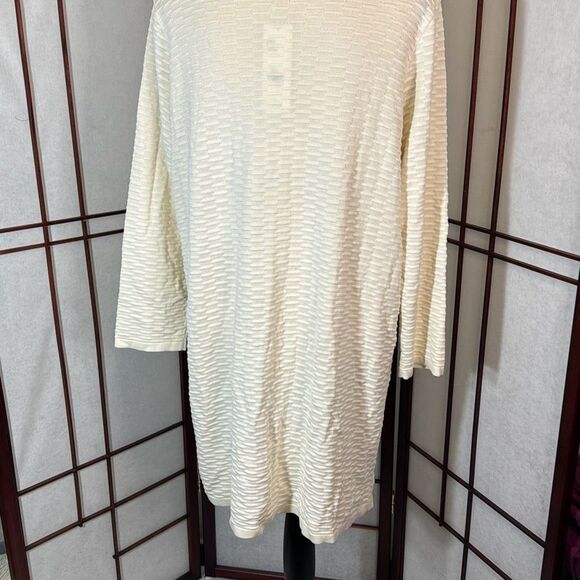 Eileen Fisher ivory silk and organic cotton simple cardigan large - Picture 4 of 8